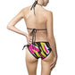 EzPanda™ Retro Neon Strokes: Women's Black-Trimmed Bikini