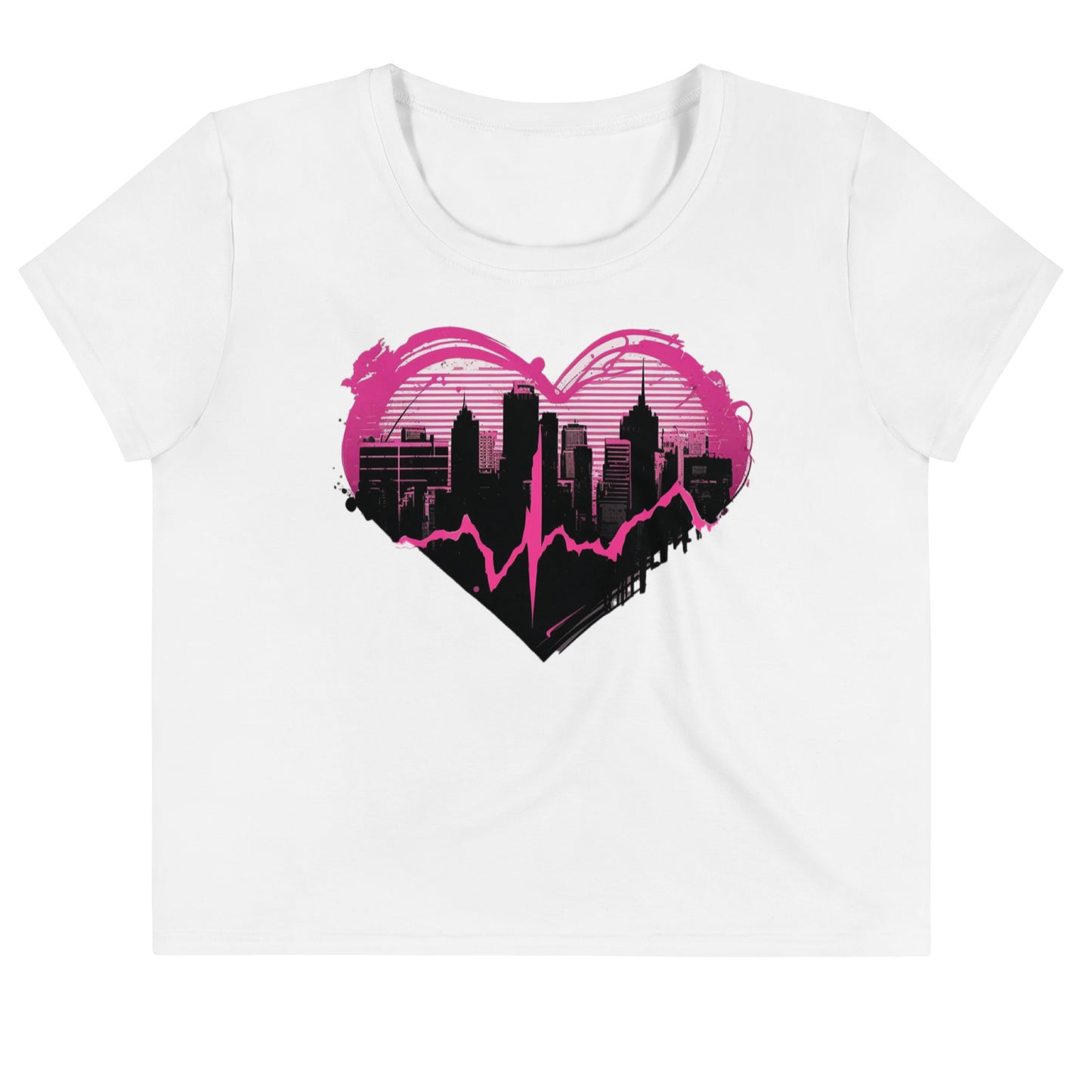 EzPanda™ Pulse: Graffiti-Style Heartbeat Women's Crop Tee