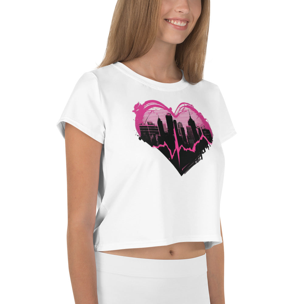 EzPanda™ Pulse: Graffiti-Style Heartbeat Women's Crop Tee