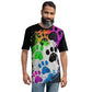 EzPanda™ Men's Neon Pink Paw Parade - Stylish Watercolor Print Tee (Black)