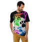 EzPanda™ Men's Neon Pink Paw Parade - Stylish Watercolor Print Tee (Black)