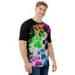 EzPanda™ Men's Neon Pink Paw Parade - Stylish Watercolor Print Tee (Black)