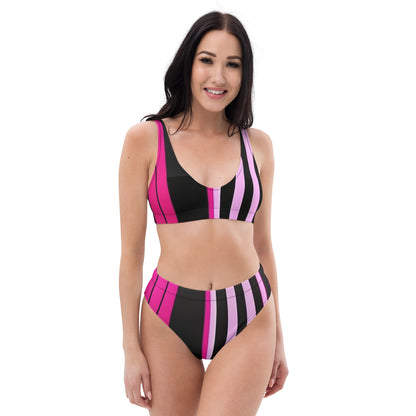 EzPanda™ Neon Barcode: High-Waisted Bikini