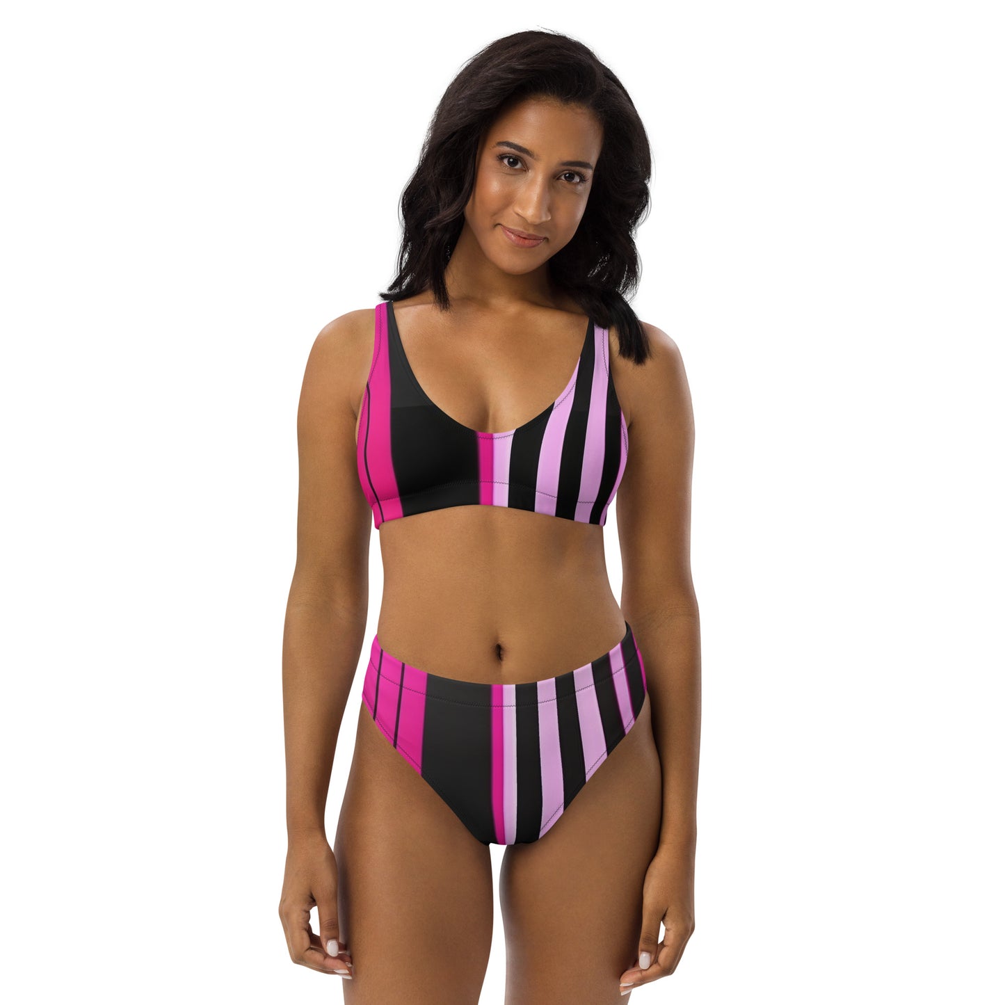 EzPanda™ Neon Barcode: High-Waisted Bikini