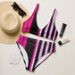 EzPanda™ Neon Barcode: High-Waisted Bikini