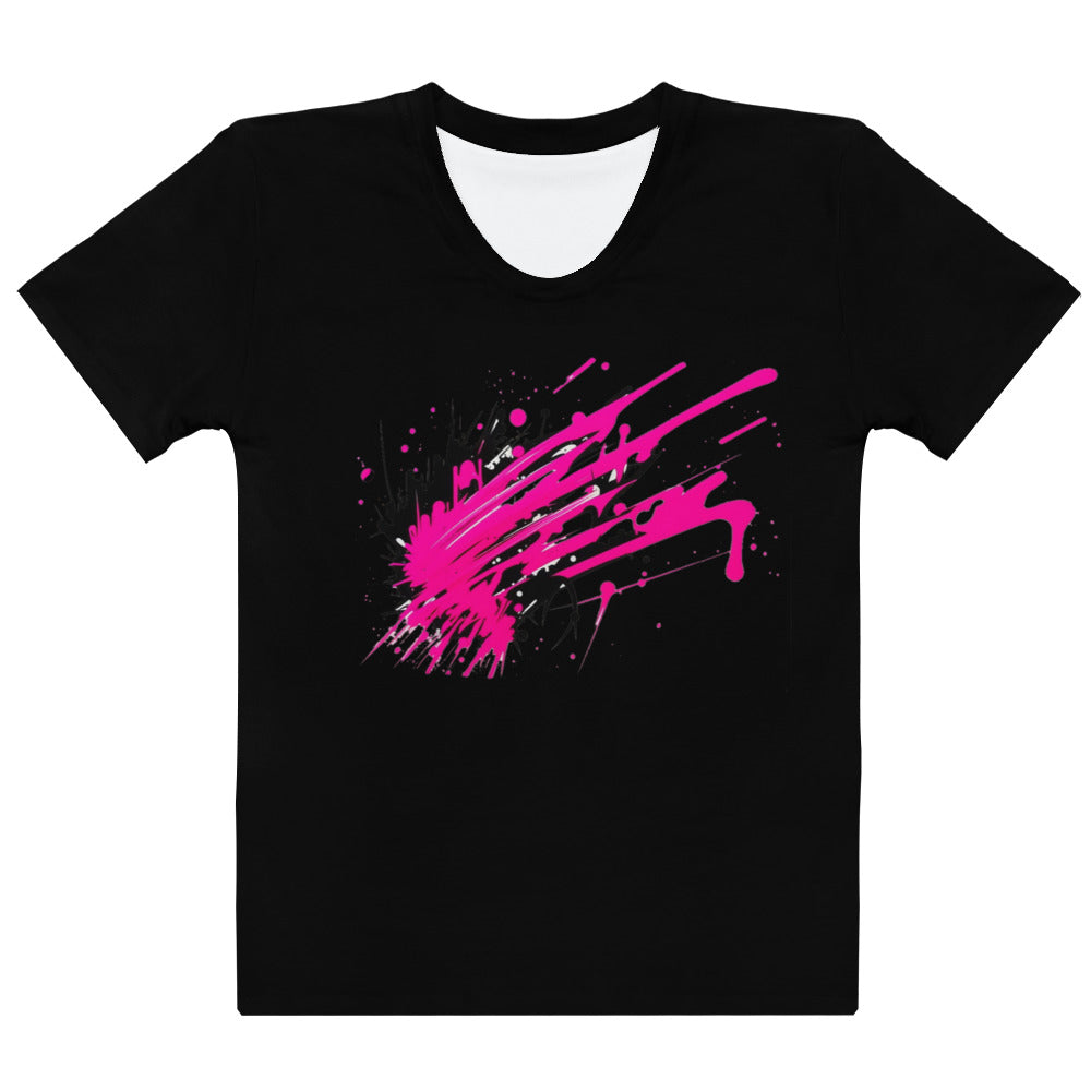 EzPanda™ Neon Wave: Graffiti-Style Power Surge Women's Graphic Crew Neck Tee