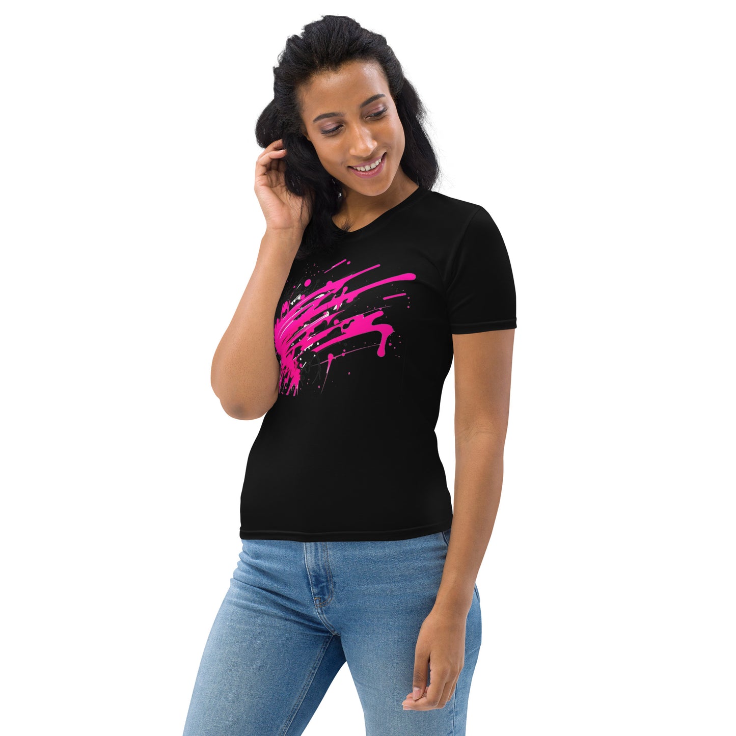 EzPanda™ Neon Wave: Graffiti-Style Power Surge Women's Graphic Crew Neck Tee