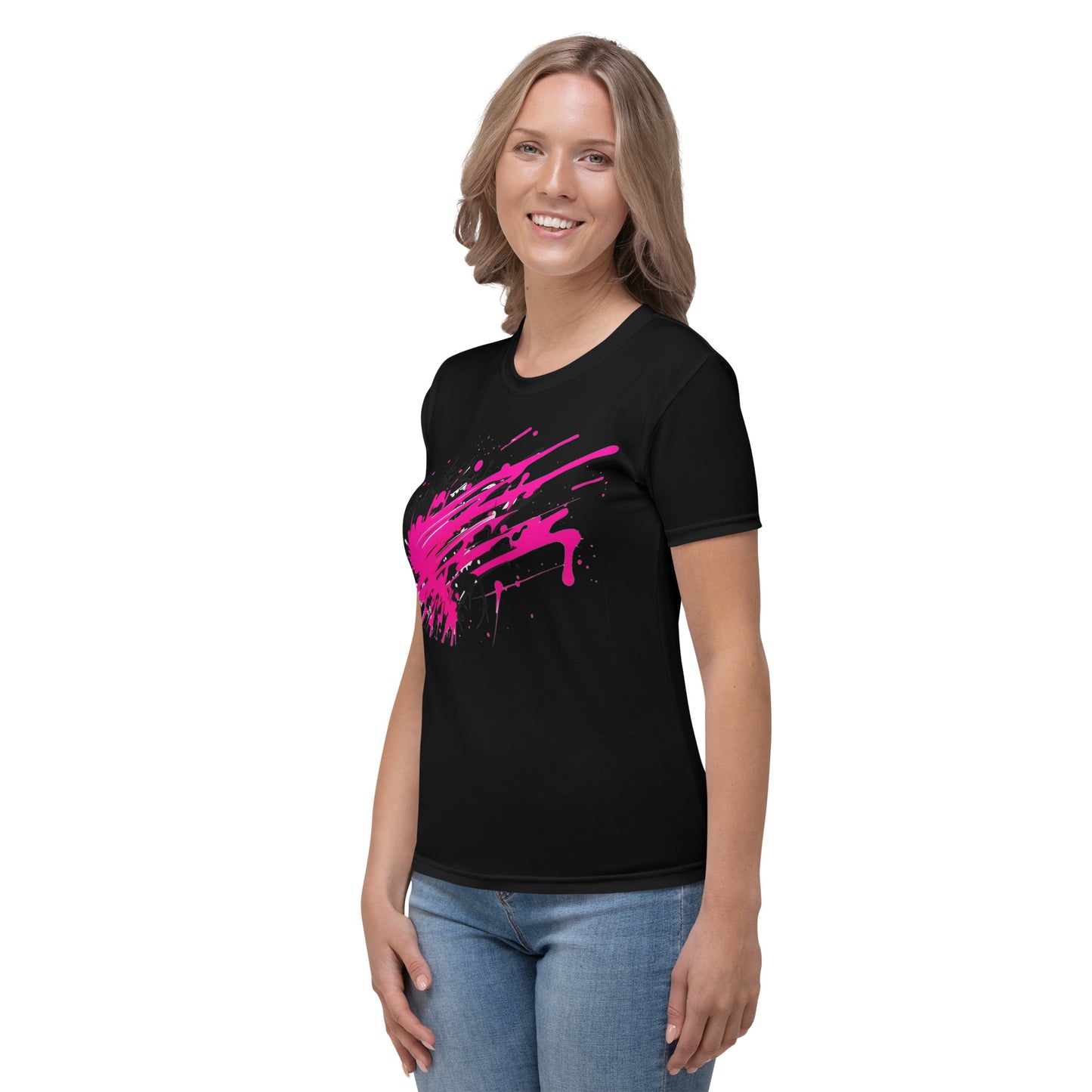 EzPanda™ Neon Wave: Graffiti-Style Power Surge Women's Graphic Crew Neck Tee