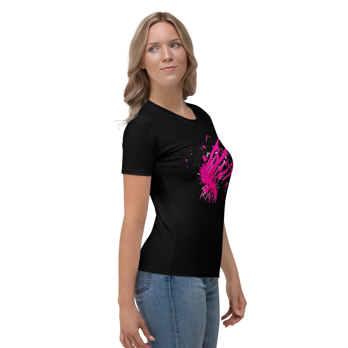 EzPanda™ Neon Wave: Graffiti-Style Power Surge Women's Graphic Crew Neck Tee