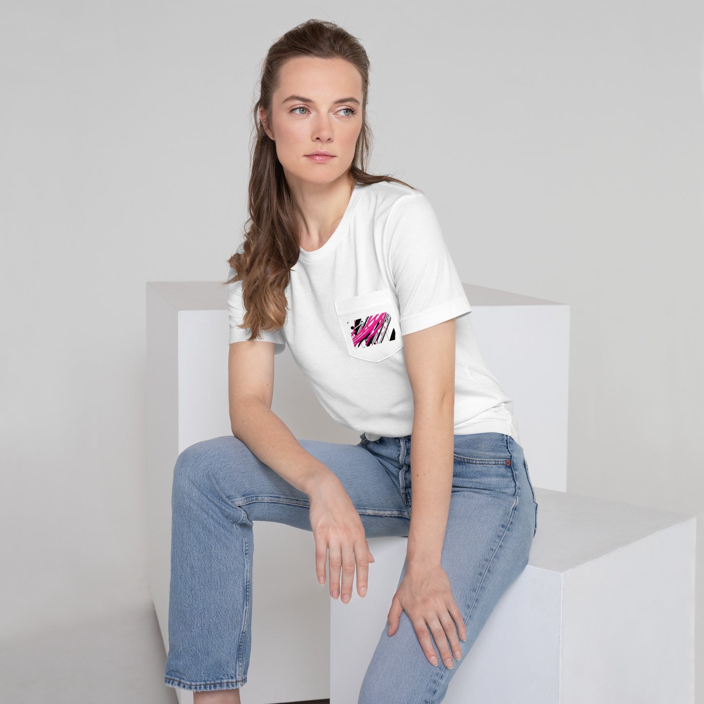 EzPanda™ Pocket Splash: Unisex Pocket Tee with Abstract Embroidery