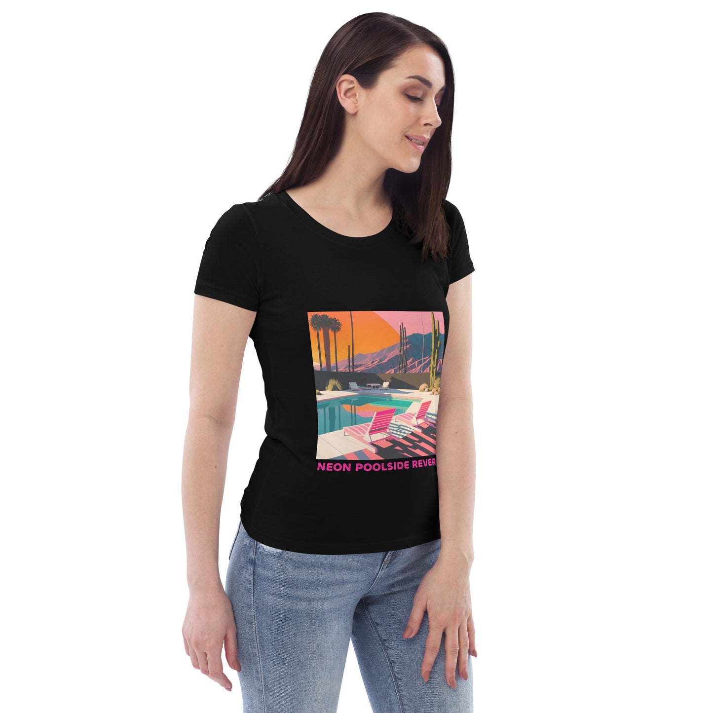 EzPanda™ Neon Poolside Reverie: Women's Eco-Friendly Graphic Tee