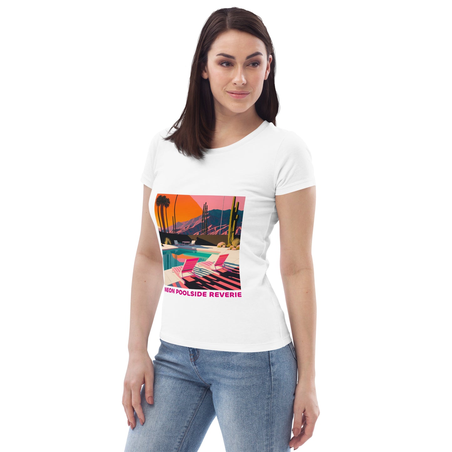 EzPanda™ Neon Poolside Reverie: Women's Eco-Friendly Graphic Tee