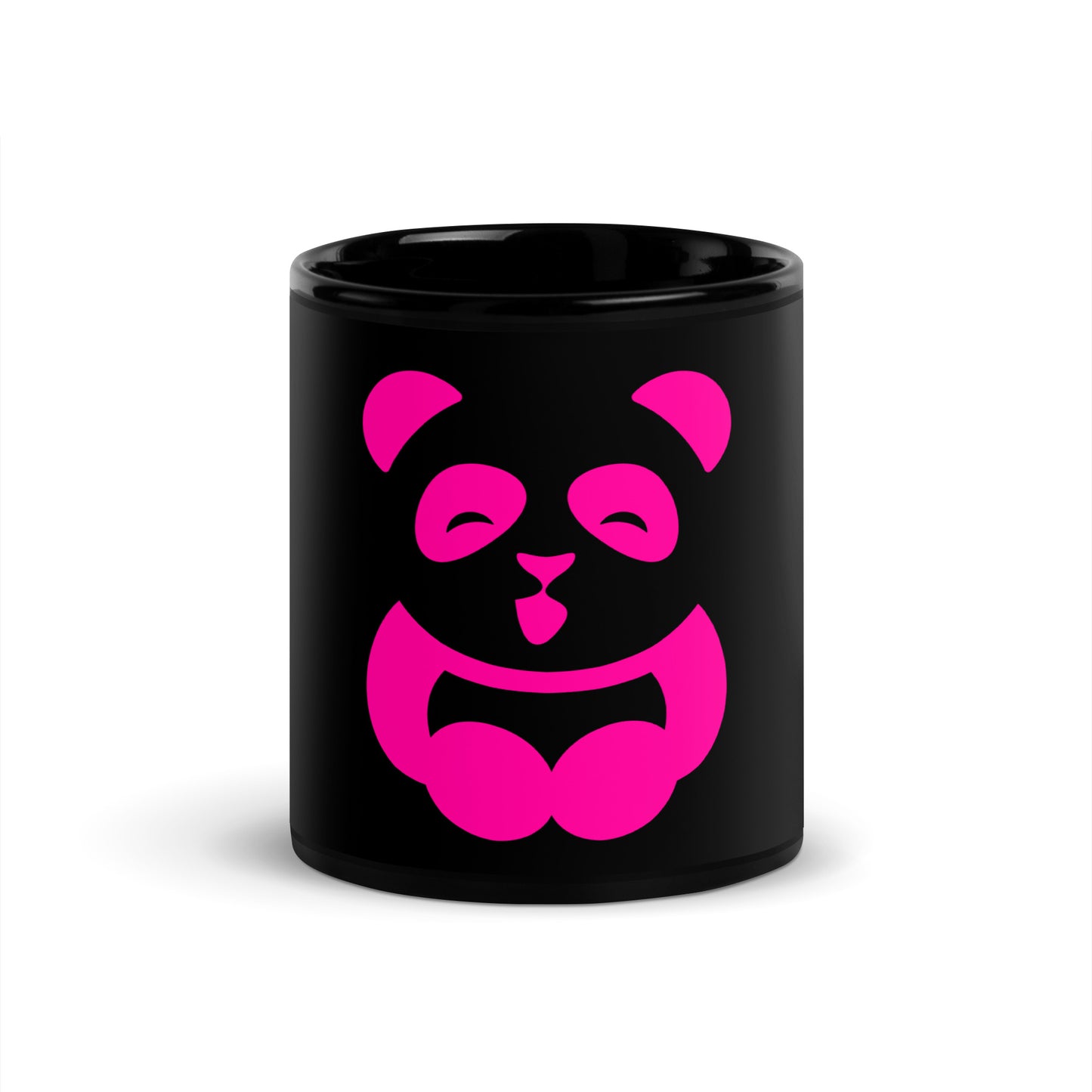 EzPanda™ Black Glossy Coffee Mug (Alternate Logo - Transparent Pink)