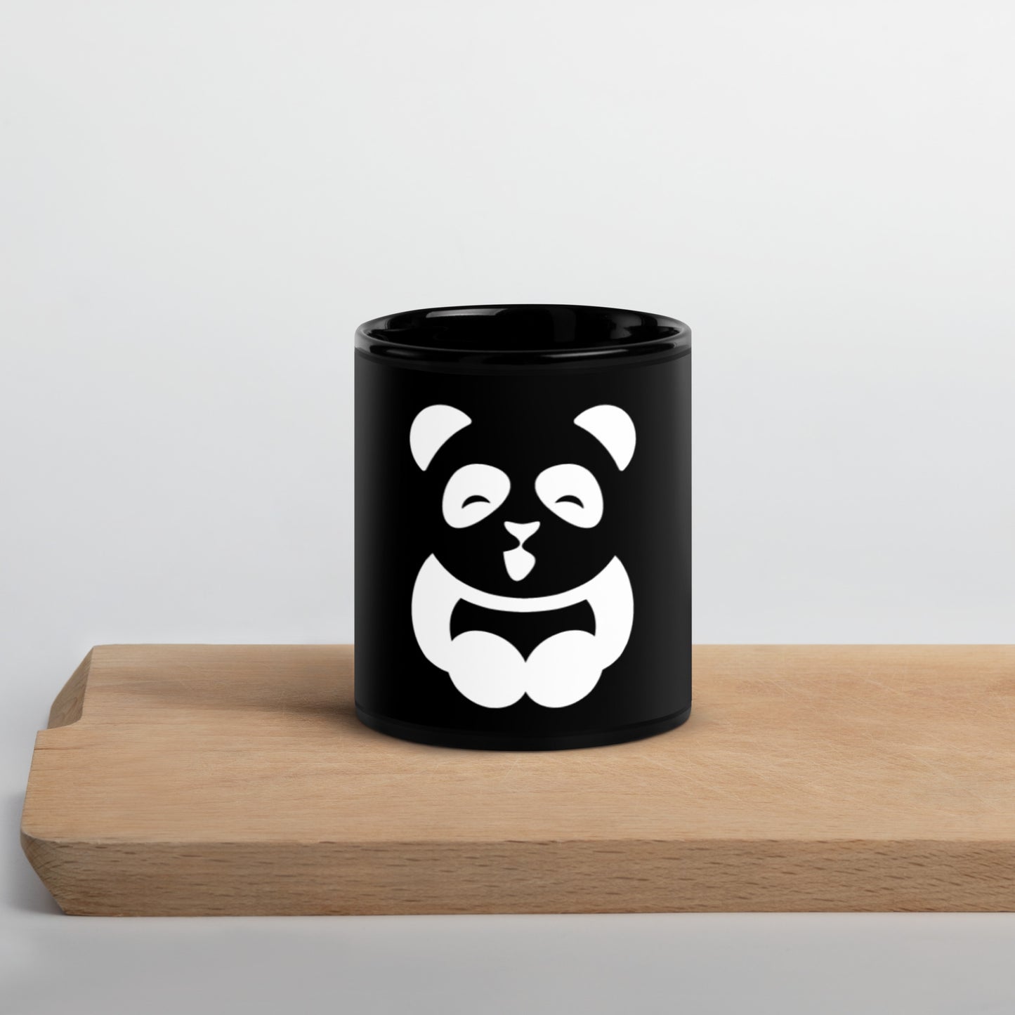 EzPanda™ Black Glossy Coffee Mug (Alternate Logo - Transparent White)