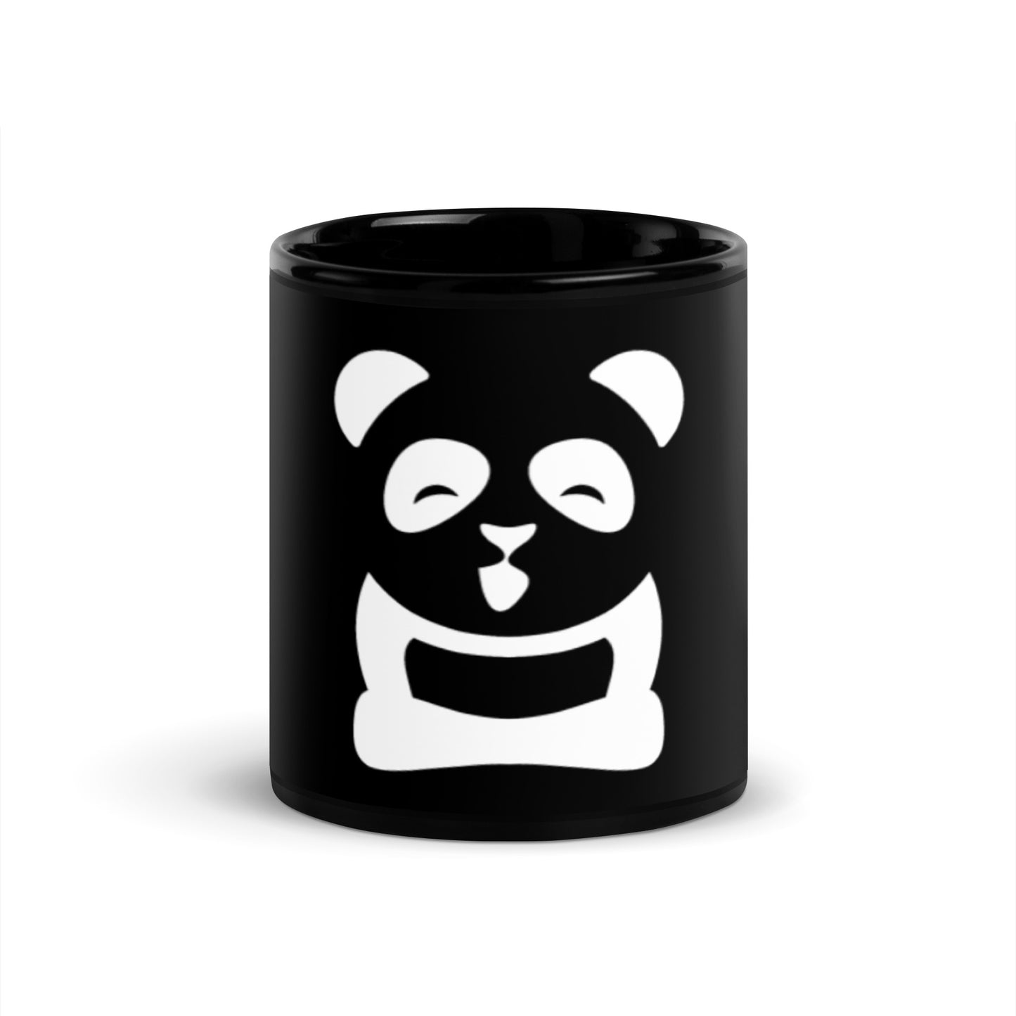 EzPanda™ Black Glossy Coffee Mug (Original Logo - Transparent White)