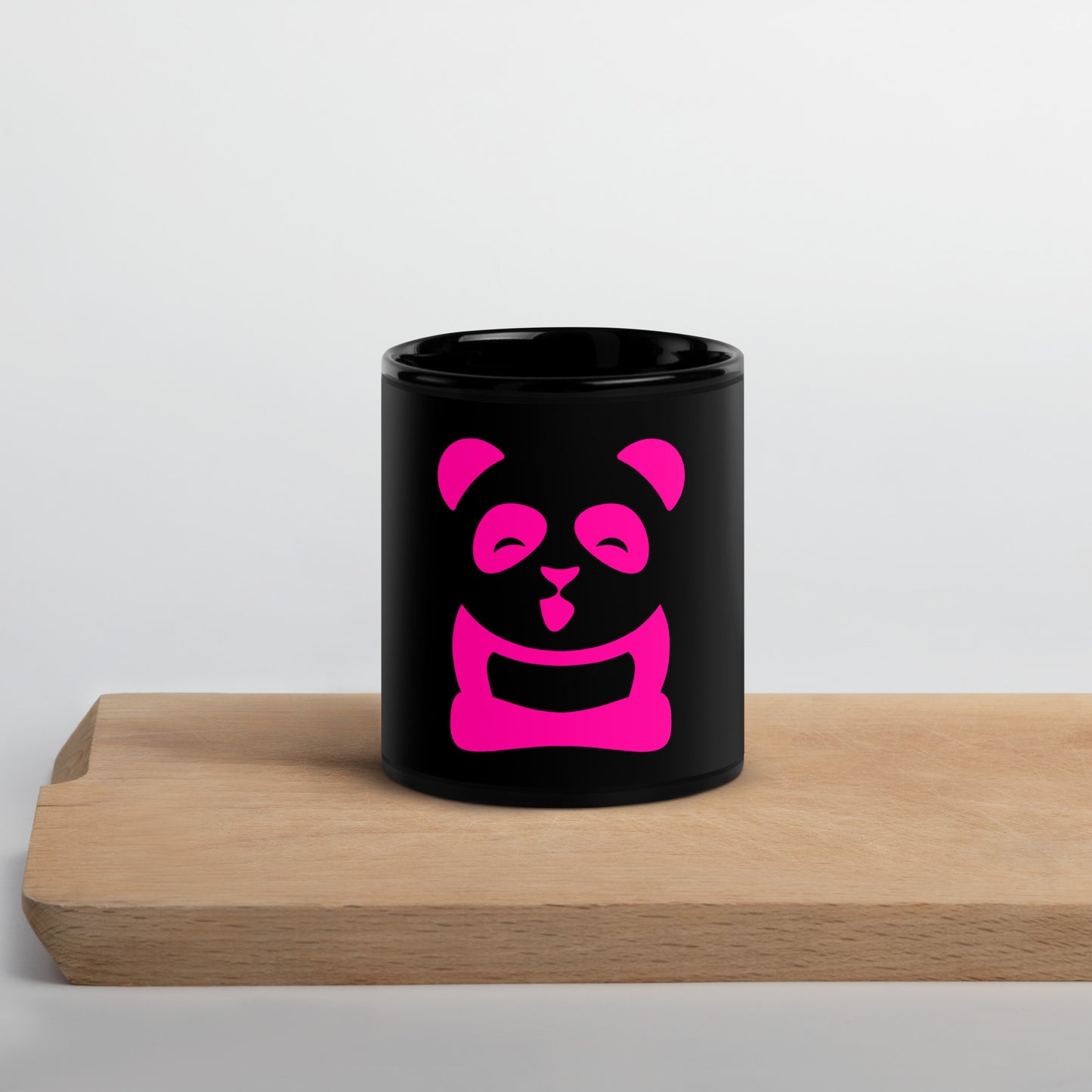 EzPanda™ Black Glossy Coffee Mug (Original Logo - Transparent Pink)