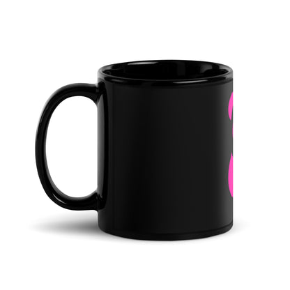 EzPanda™ Black Glossy Coffee Mug (Alternate Logo - Transparent Pink)