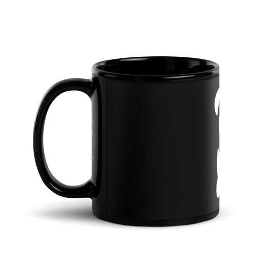 EzPanda™ Black Glossy Coffee Mug (Original Logo - Transparent White)