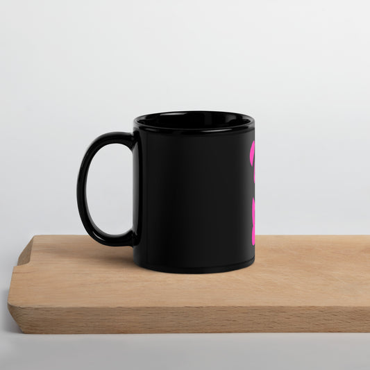 EzPanda™ Black Glossy Coffee Mug (Original Logo - Transparent Pink)