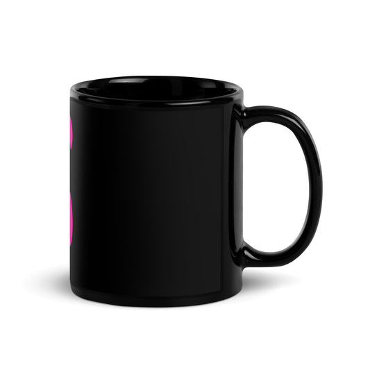 EzPanda™ Black Glossy Coffee Mug (Alternate Logo - Transparent Pink)