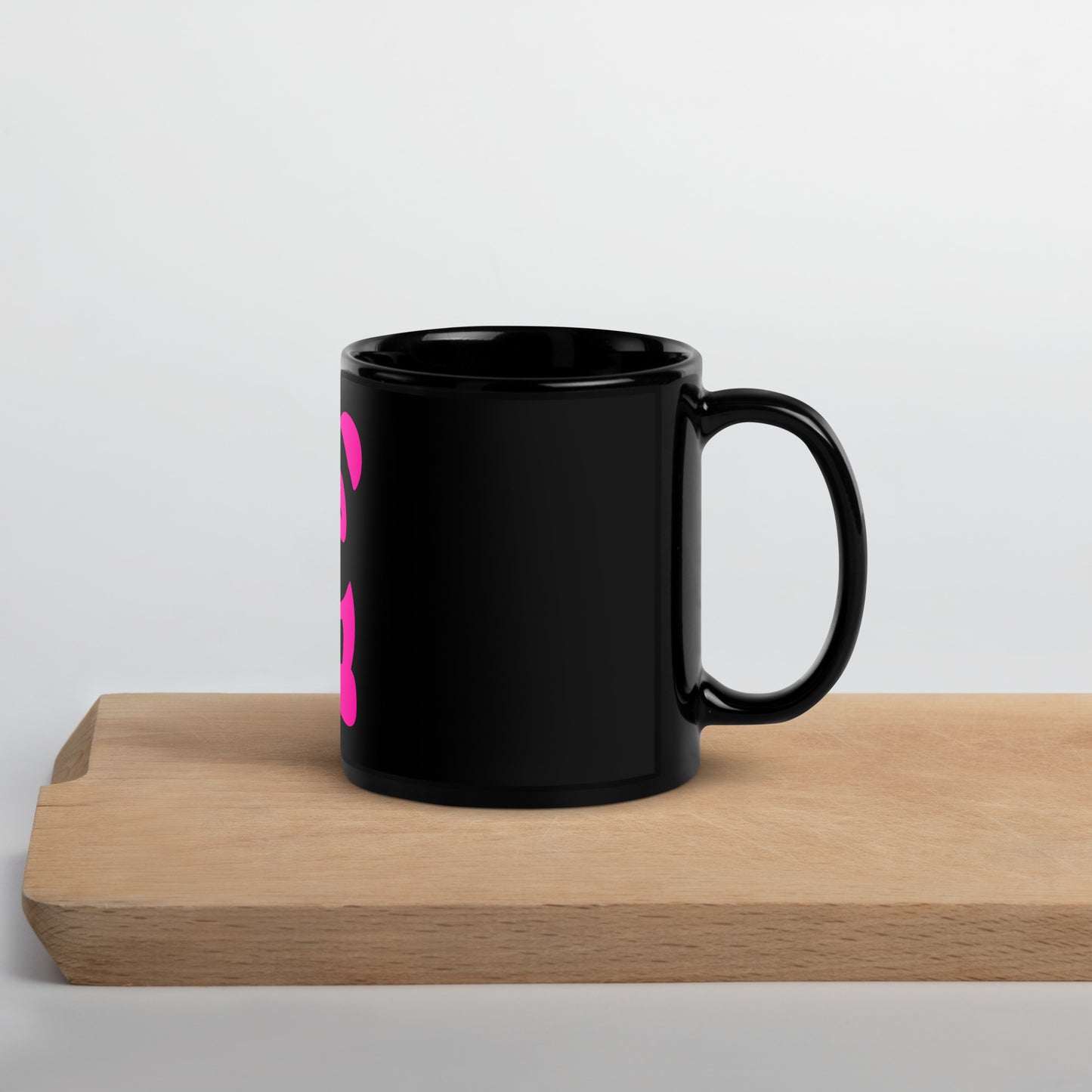 EzPanda™ Black Glossy Coffee Mug (Original Logo - Transparent Pink)