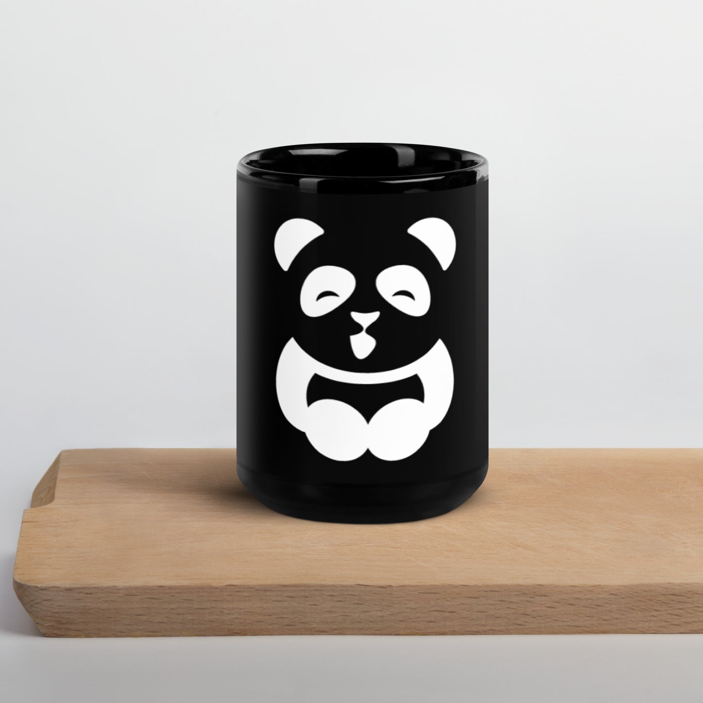 EzPanda™ Black Glossy Coffee Mug (Alternate Logo - Transparent White)