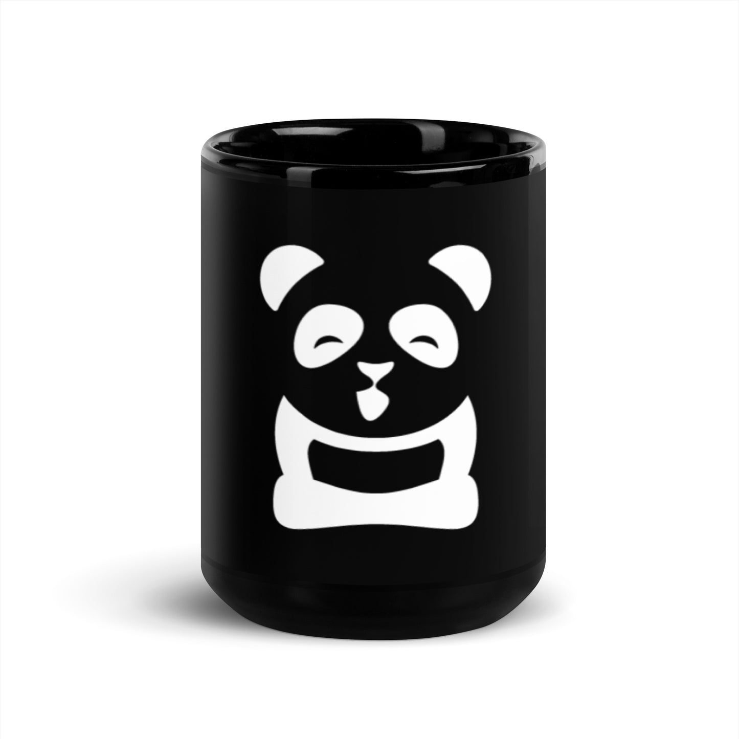 EzPanda™ Black Glossy Coffee Mug (Original Logo - Transparent White)