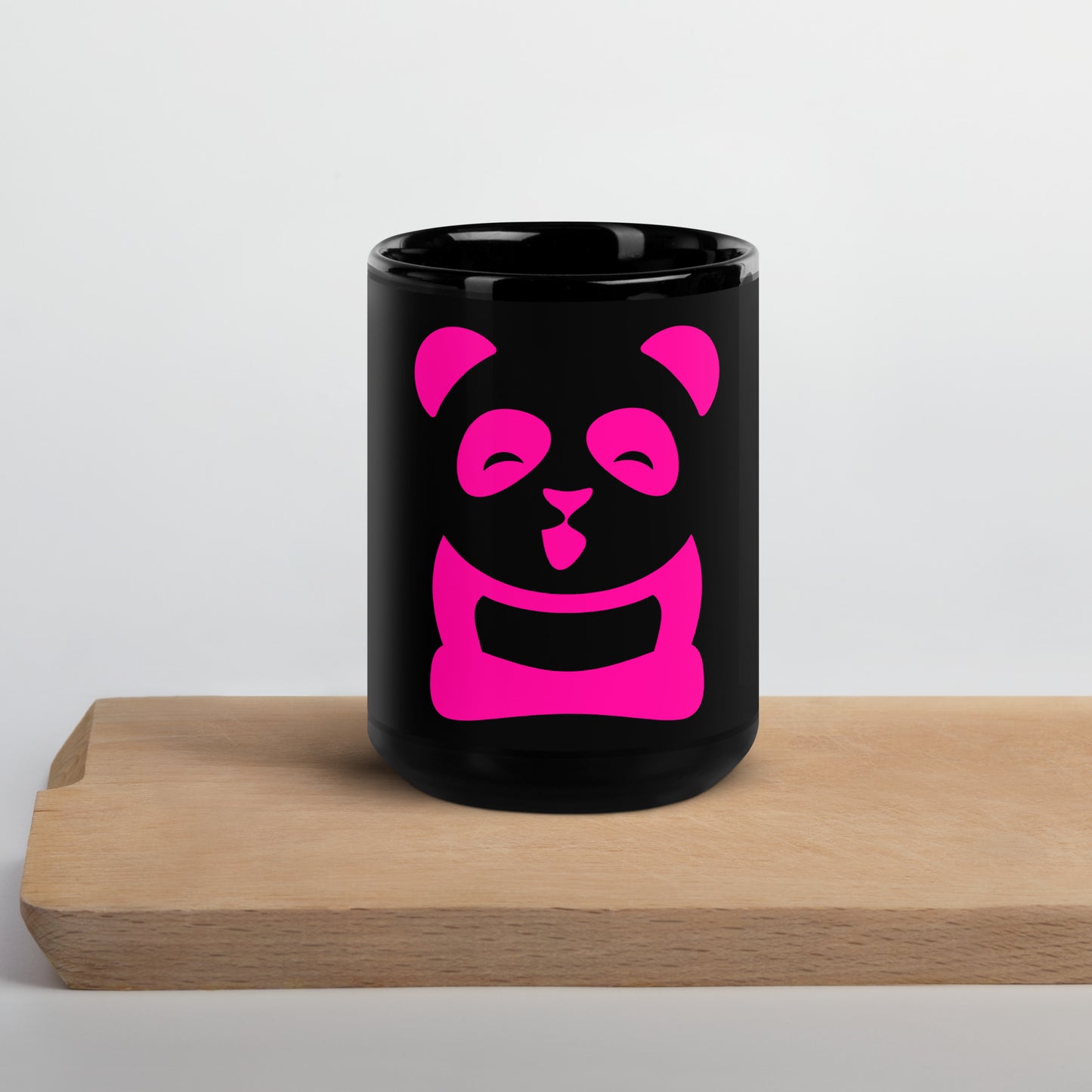 EzPanda™ Black Glossy Coffee Mug (Original Logo - Transparent Pink)