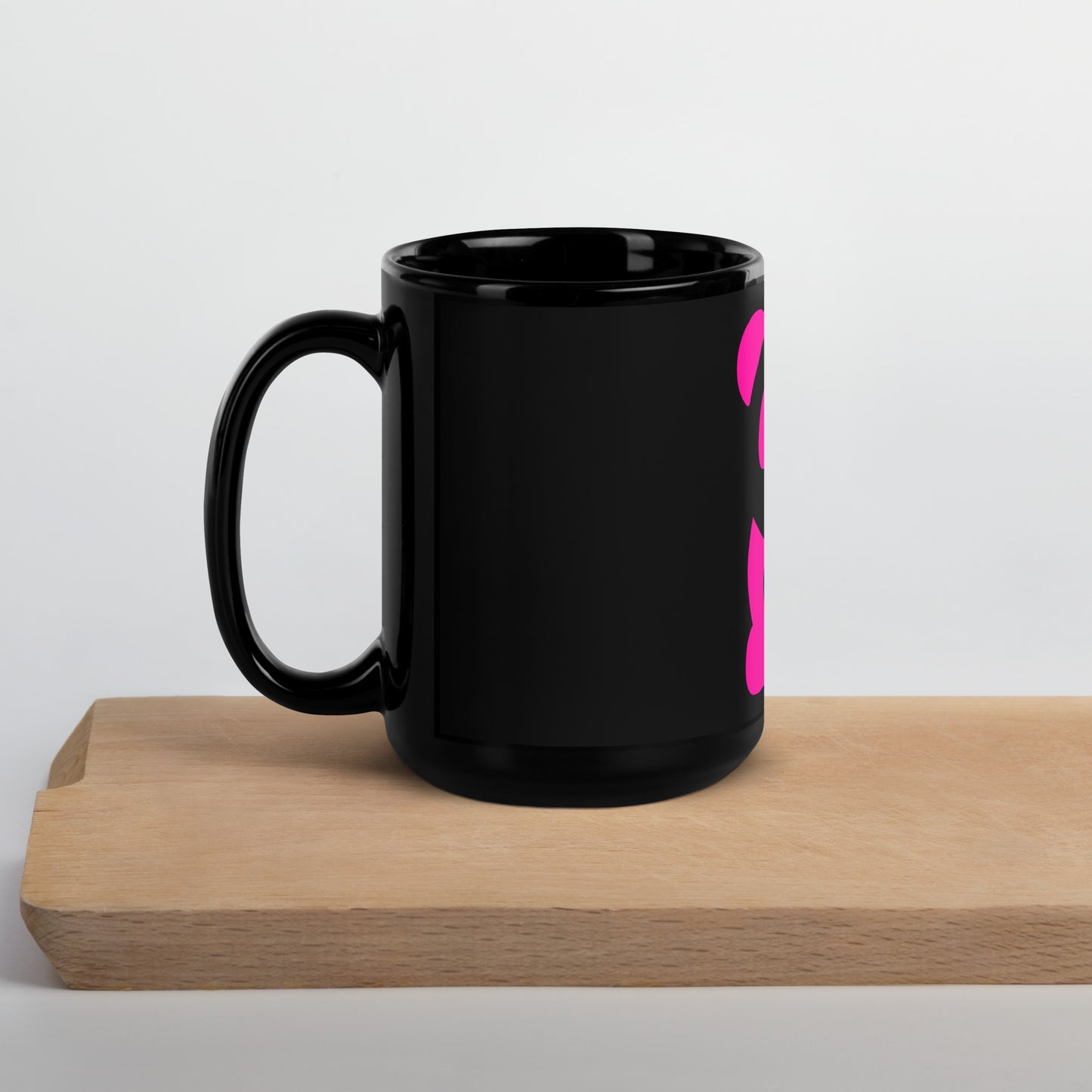 EzPanda™ Black Glossy Coffee Mug (Original Logo - Transparent Pink)