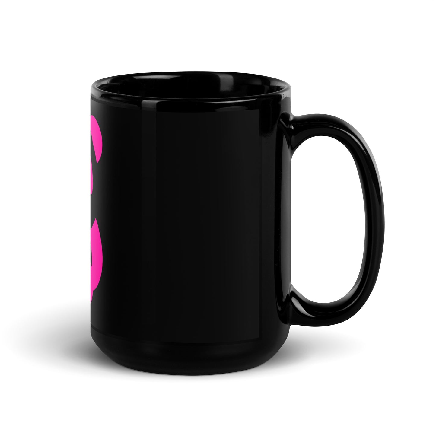 EzPanda™ Black Glossy Coffee Mug (Alternate Logo - Transparent Pink)