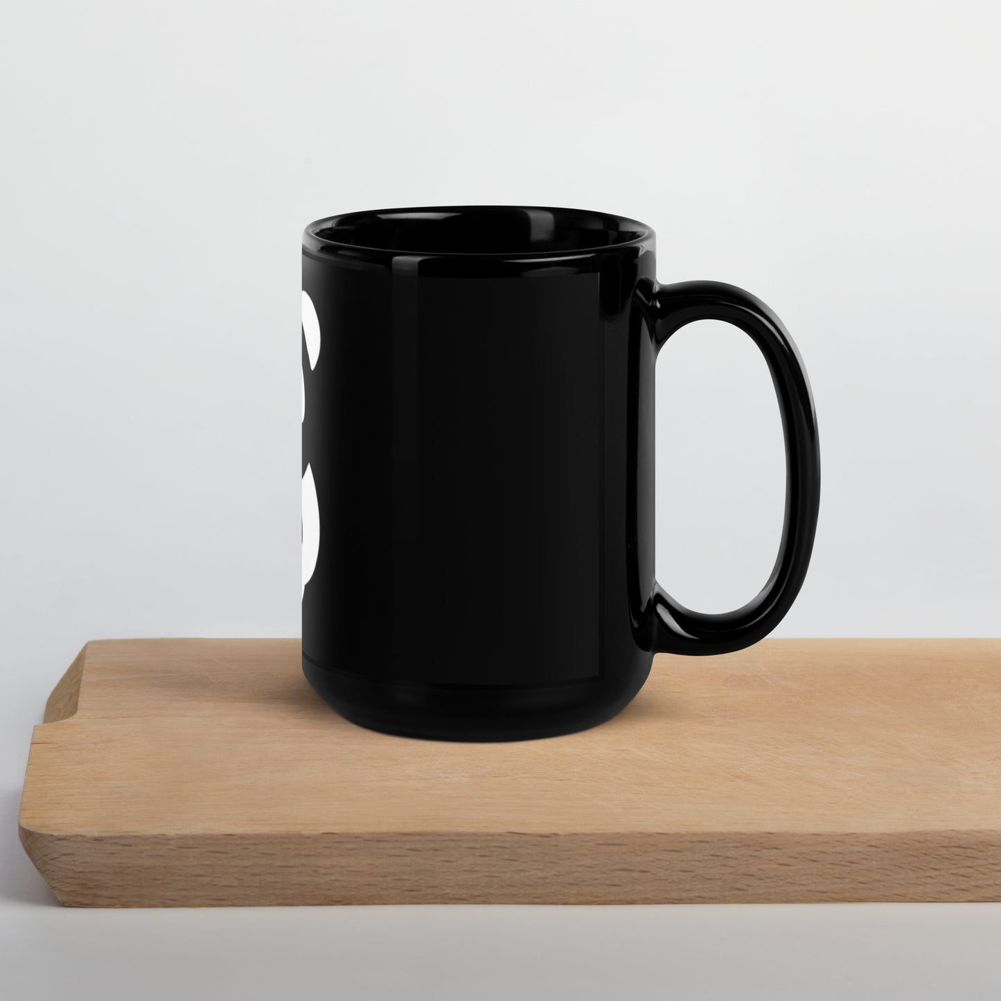 EzPanda™ Black Glossy Coffee Mug (Alternate Logo - Transparent White)