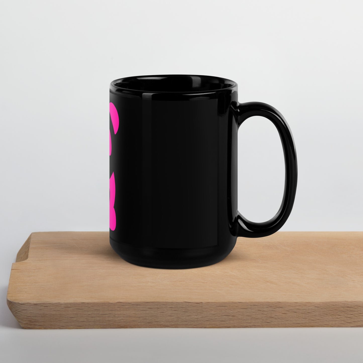 EzPanda™ Black Glossy Coffee Mug (Original Logo - Transparent Pink)