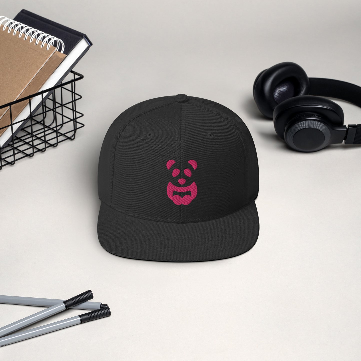 EzPanda™ Classic Snapback Hat (Alternate Logo - Transparent Pink - 3D Puff)