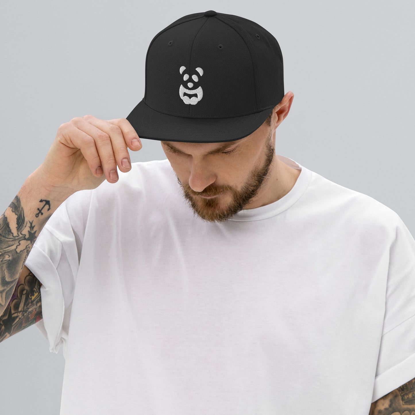 EzPanda™ Classic Snapback Hat (Alternate Logo - Transparent White - 3D Puff)