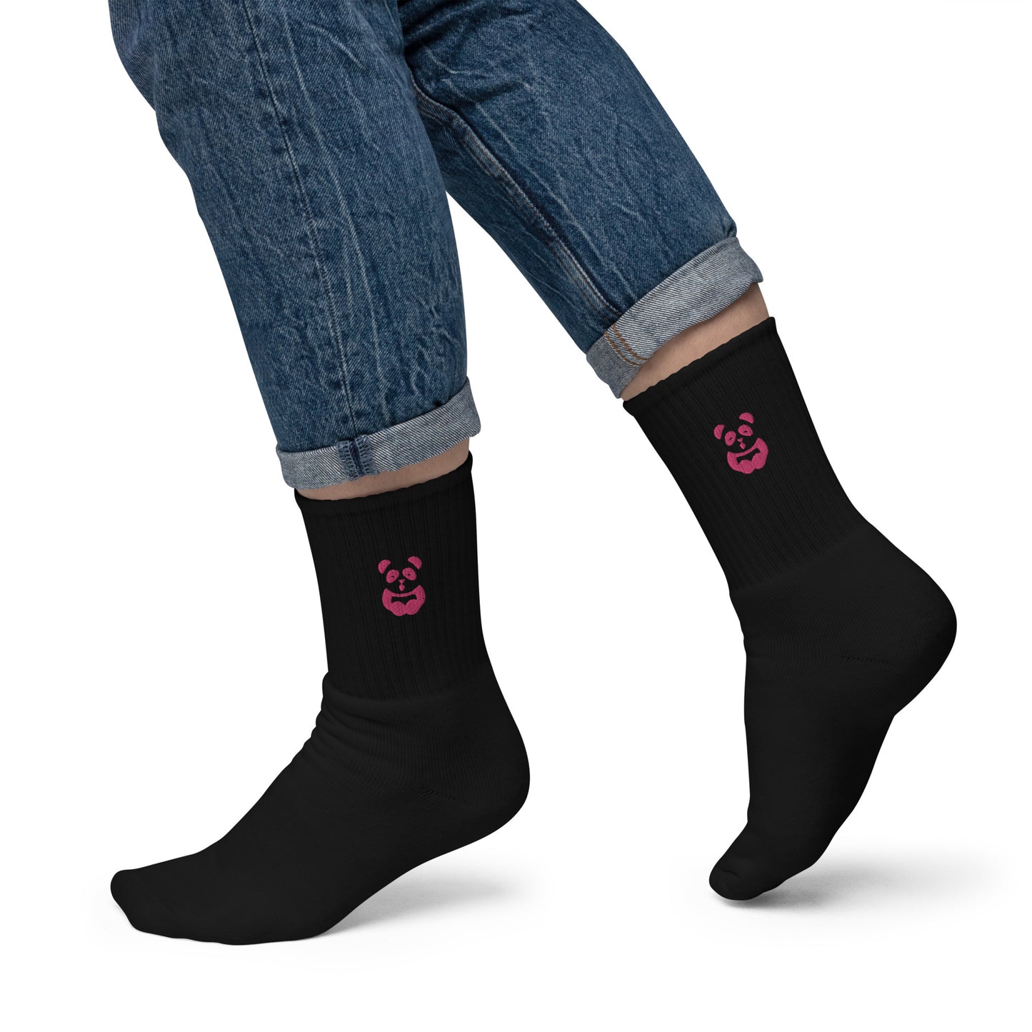 EzPanda™ Classic Crew Socks (Alternate Logo - Transparent Pink)