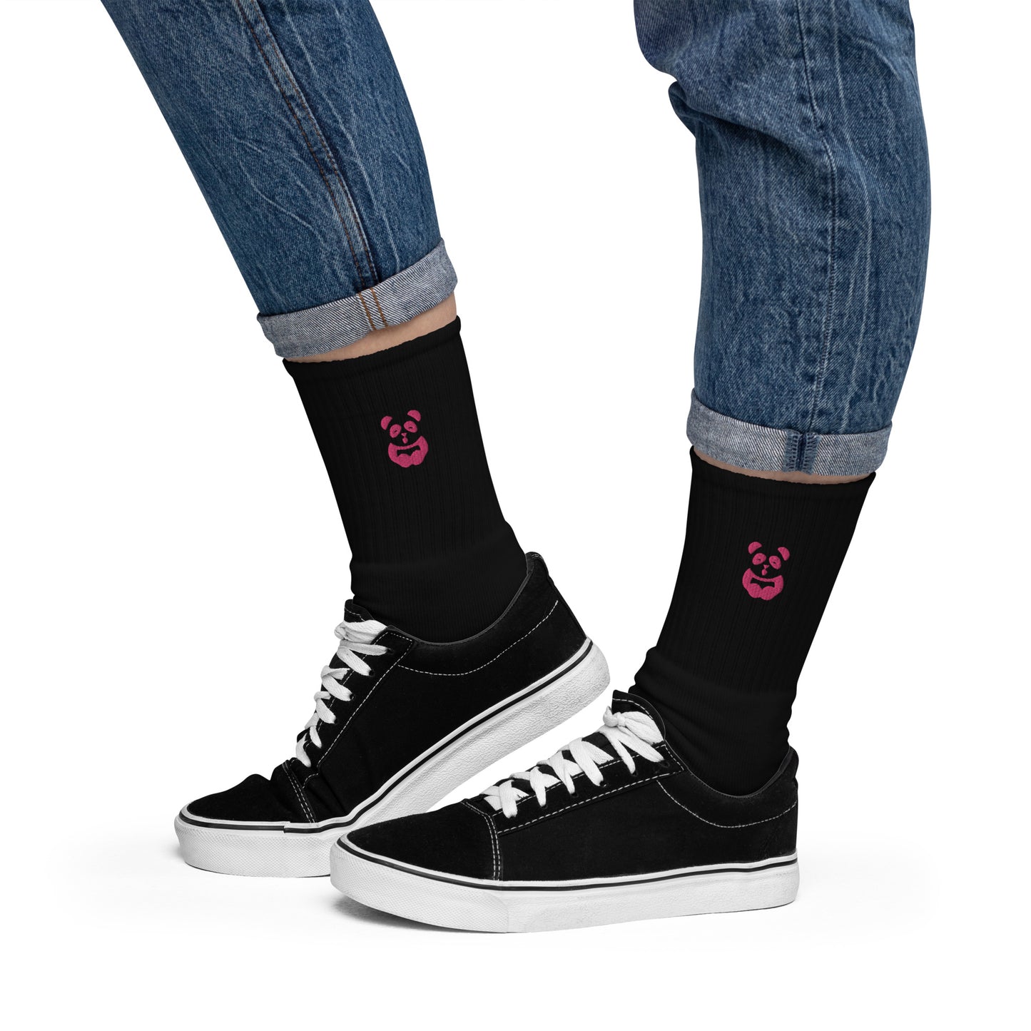 EzPanda™ Classic Crew Socks (Alternate Logo - Transparent Pink)