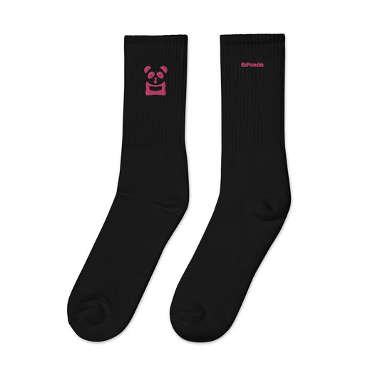 EzPanda™ Classic Crew Socks (Original Logo + Name - Transparent Pink)