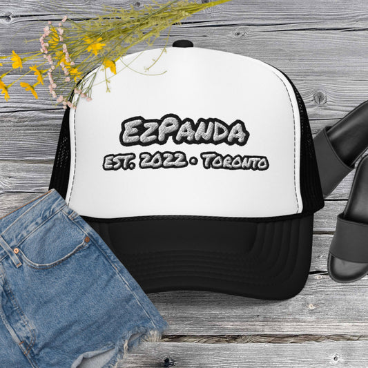 EzPanda™ Classic Foam Trucker Hat (Alternate Name + Toronto Only - Black & White)