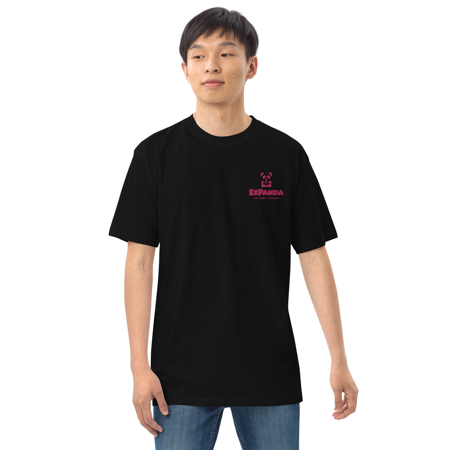 EzPanda™ Men's Premium Oversized T-Shirt (Original Logo + Name - Transparent Pink - Toronto)