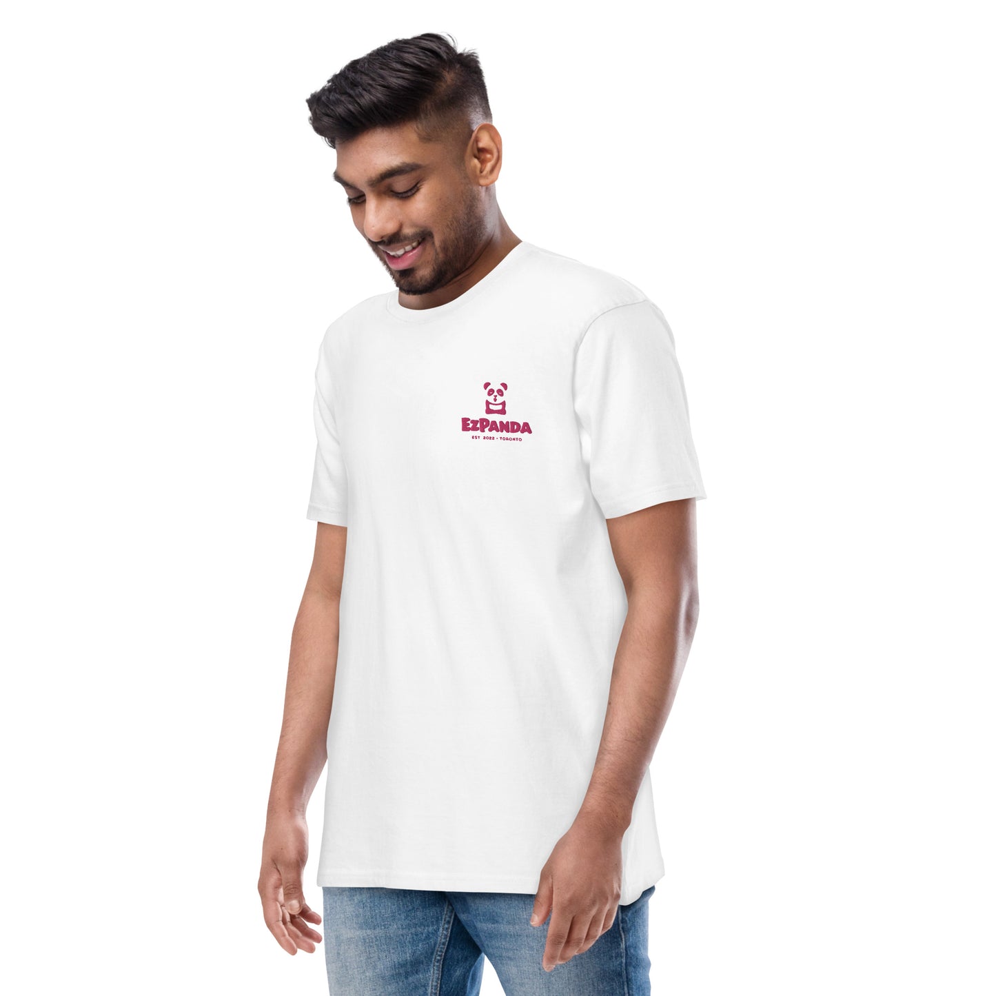 EzPanda™ Men's Premium Oversized T-Shirt (Original Logo + Name - Transparent Pink - Toronto)