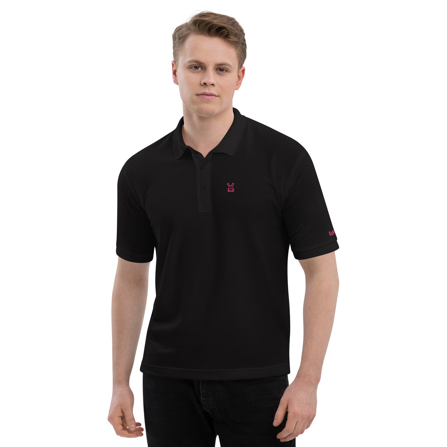 EzPanda™ Men's Premium Polo Shirt (Original Logo - Transparent Pink)