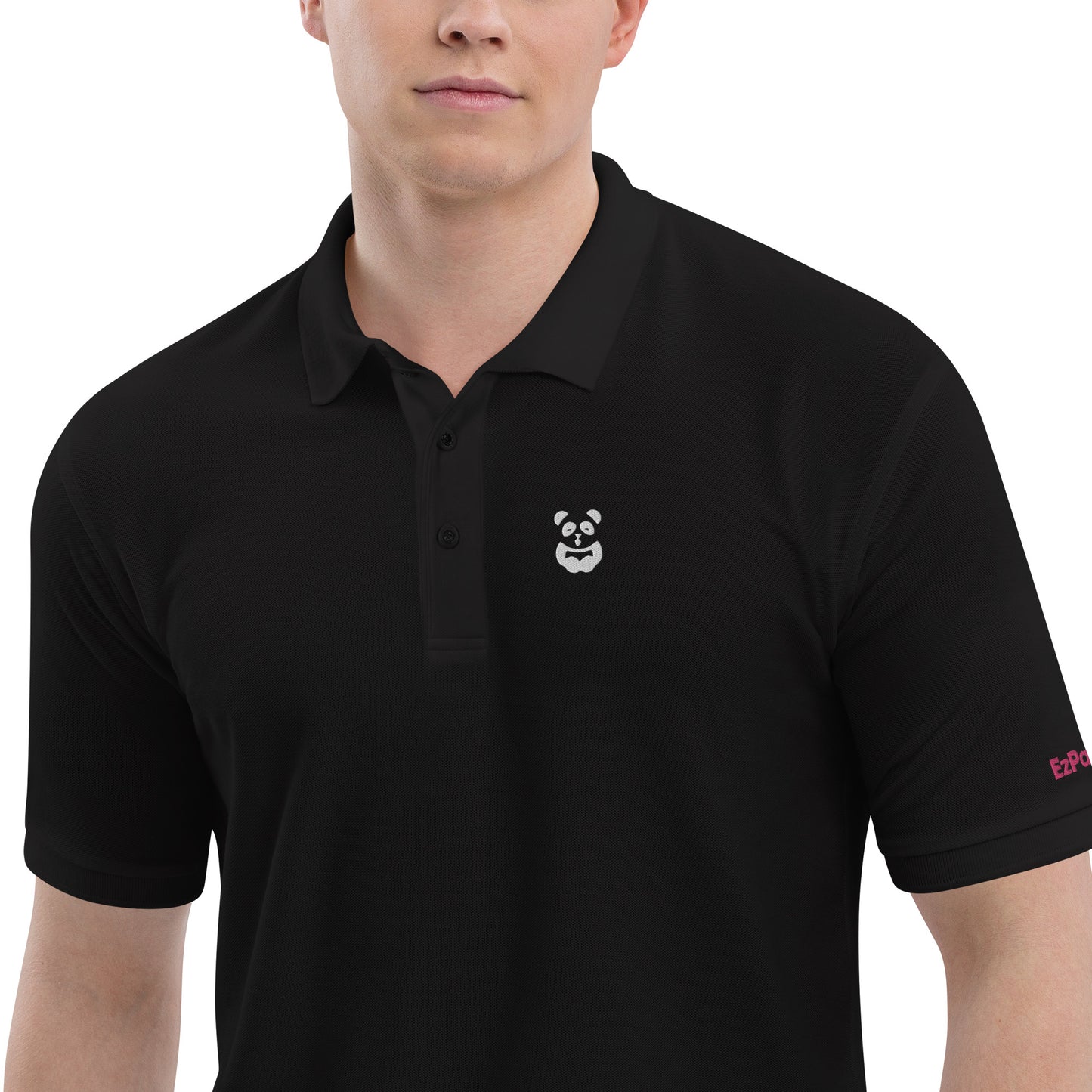 EzPanda™ Men's Premium Polo Shirt (Alternate Logo - Transparent White)