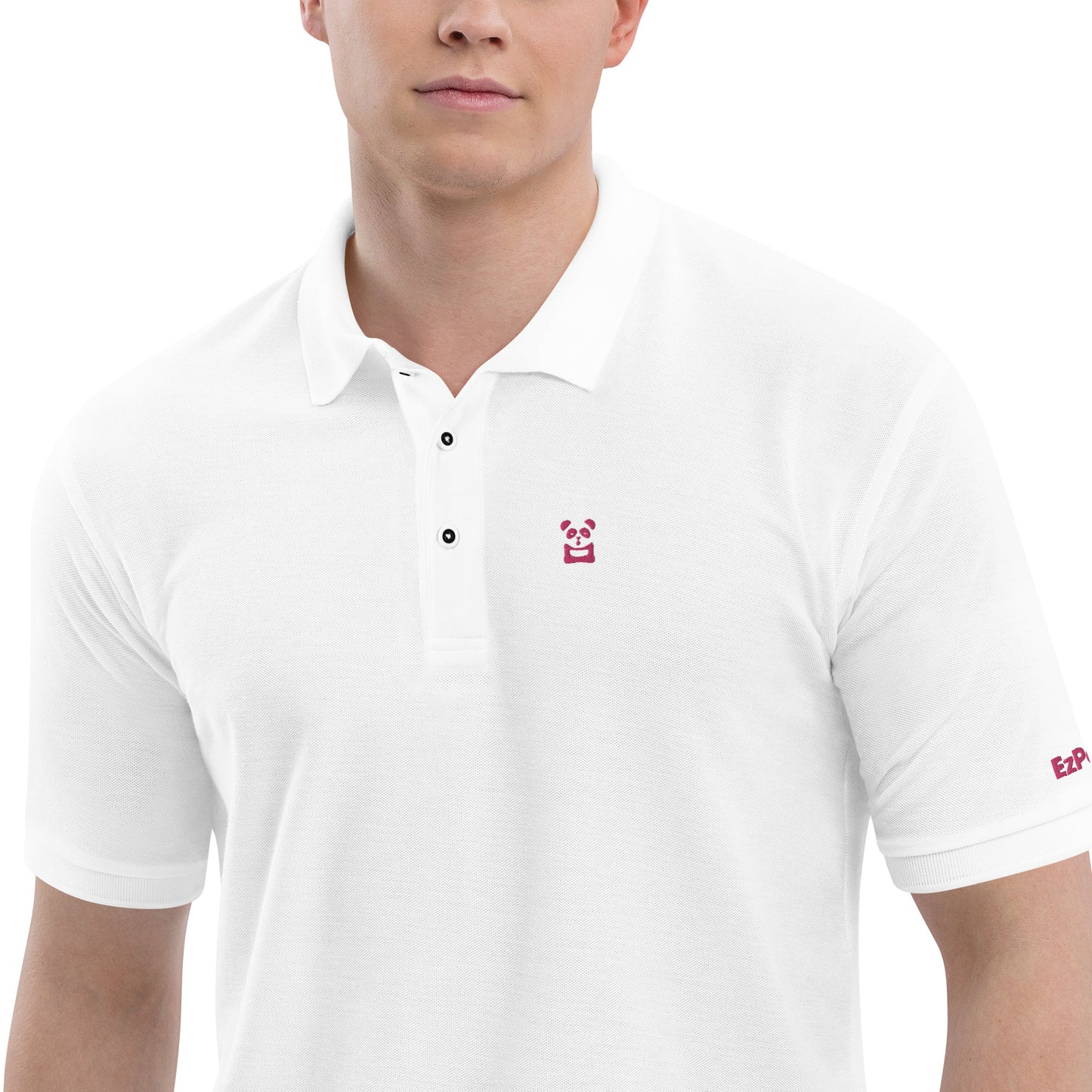 EzPanda™ Men's Premium Polo Shirt (Original Logo - Transparent Pink)