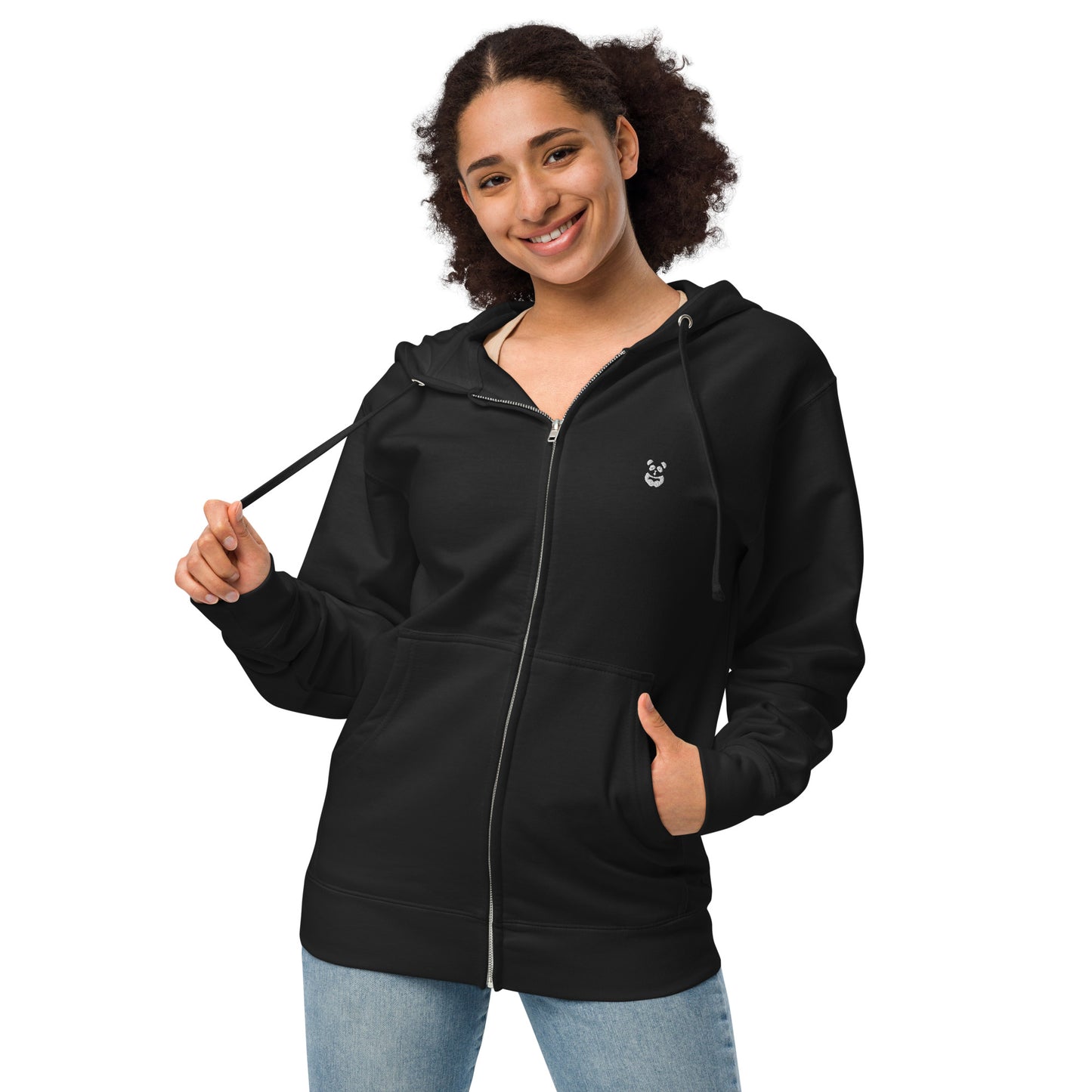 EzPanda™ Unisex Classic Fleece Zip Up Hoodie (Alternate Logo - Transparent White)