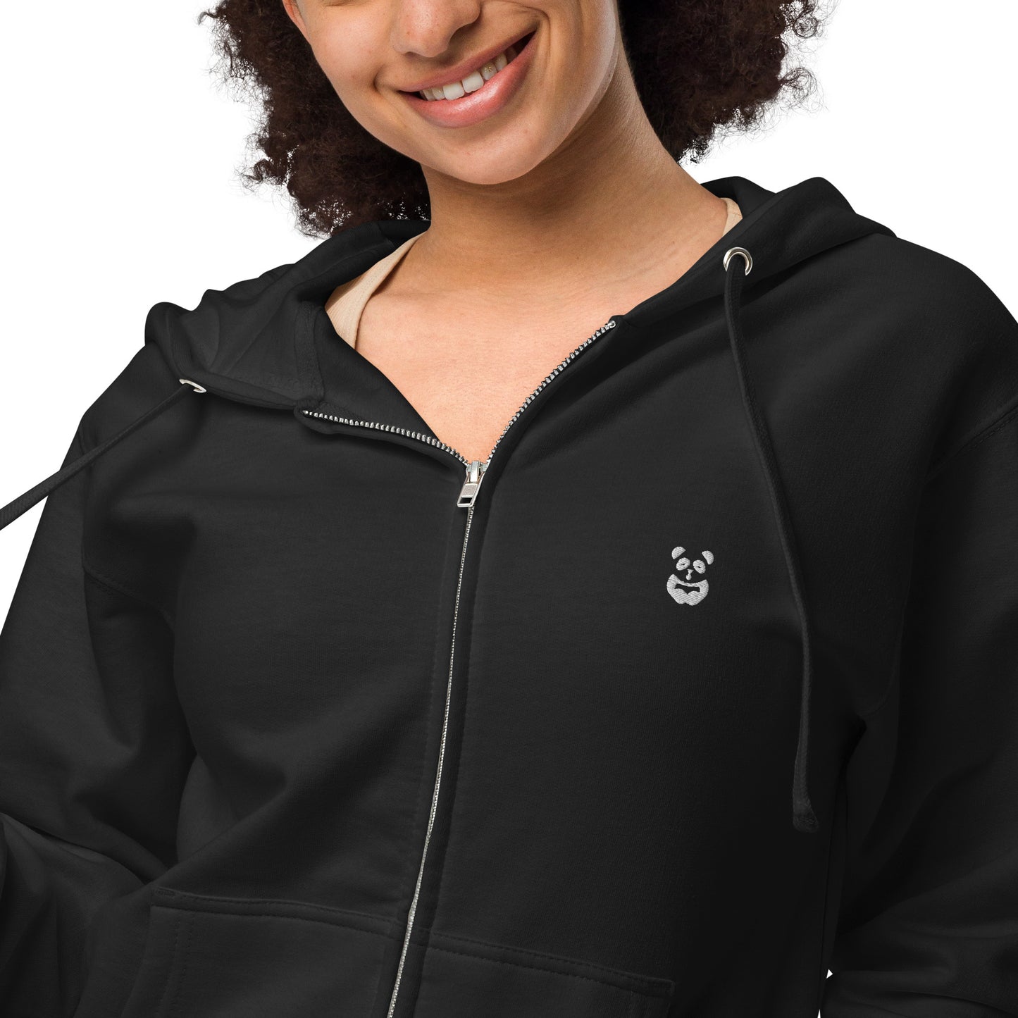 EzPanda™ Unisex Classic Fleece Zip Up Hoodie (Alternate Logo - Transparent White)