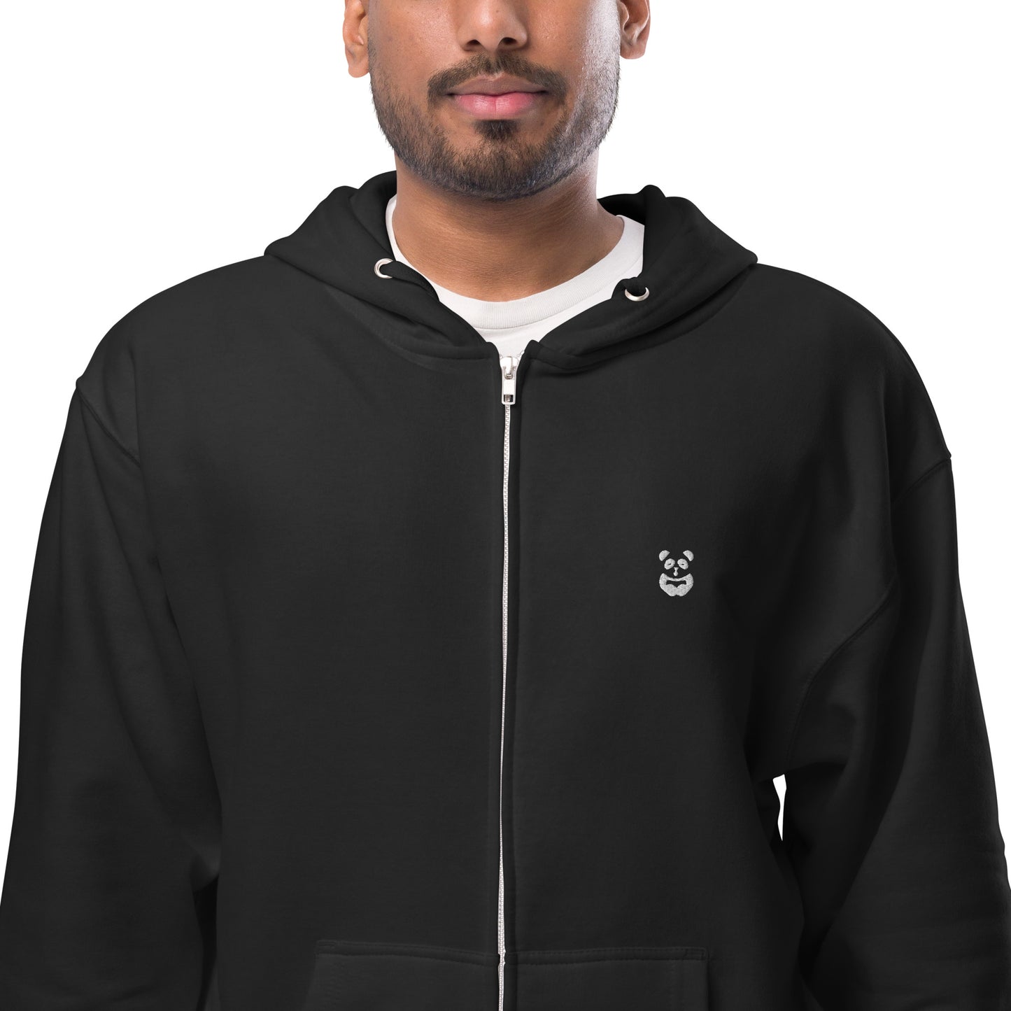 EzPanda™ Unisex Classic Fleece Zip Up Hoodie (Alternate Logo - Transparent White)