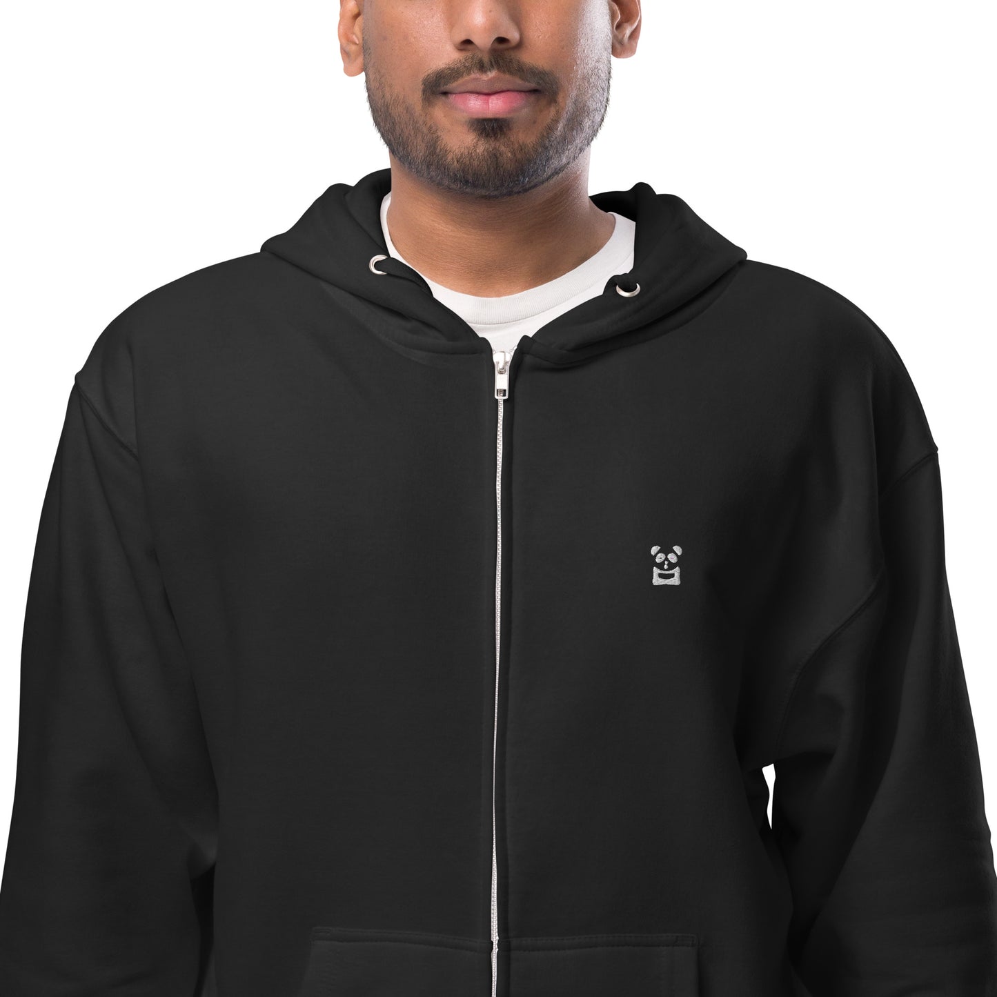 EzPanda™ Unisex Classic Fleece Zip Up Hoodie (Original Logo - Transparent White)