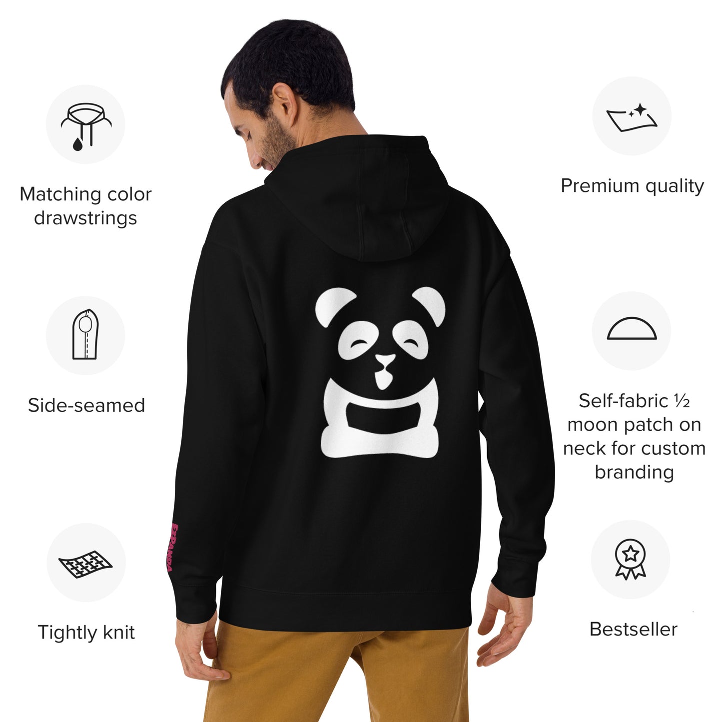 EzPanda™ Unisex Premium Hoodie (Original Logo - Transparent White + Alternate Name Left Sleeve Logo - Big Tohpoh™)