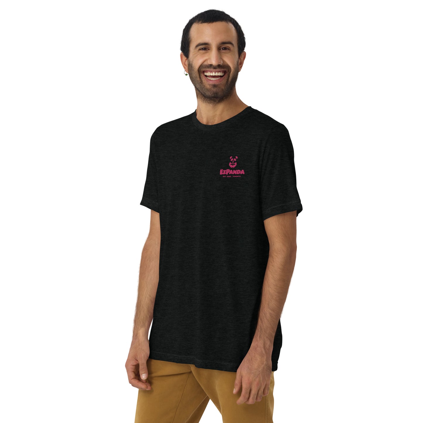 EzPanda™ Unisex Tri-Blend T-Shirt (Alternate Logo - Transparent Pink - Toronto)