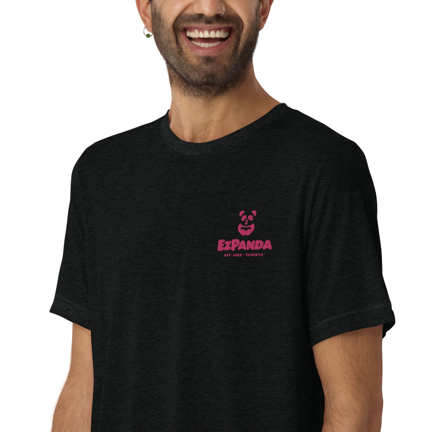 EzPanda™ Unisex Tri-Blend T-Shirt (Alternate Logo - Transparent Pink - Toronto)